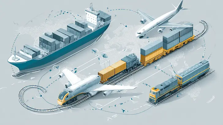 Multi-modal logistics combining sea, air, and rail freight for technical products