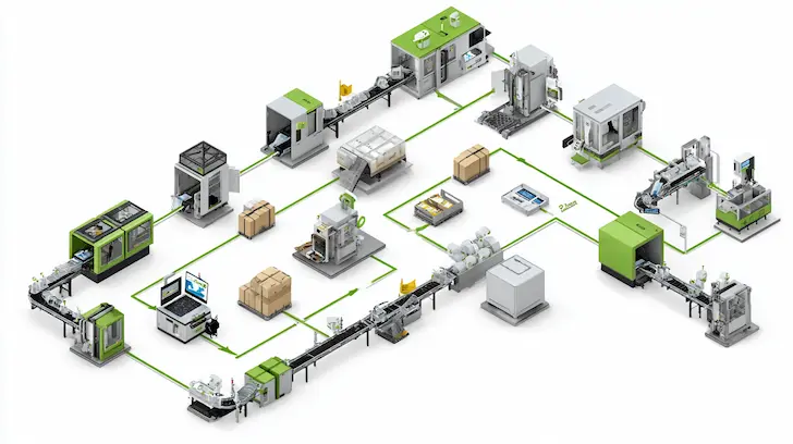 ERP tracking from raw materials to container loading in technical product manufacturing